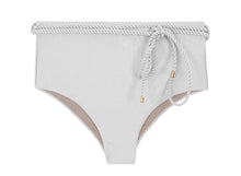Load image into Gallery viewer, Product Front: Rio De Sol Bas Bottom Shimmer-White Belted-High-Waist
