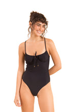 Load image into Gallery viewer, Model Front: Rio De Sol Une Pièce Dots-Black Julia
