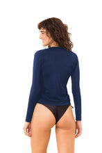 Load image into Gallery viewer, Model Back: Rio De Sol Haut Navy Rash-Guard
