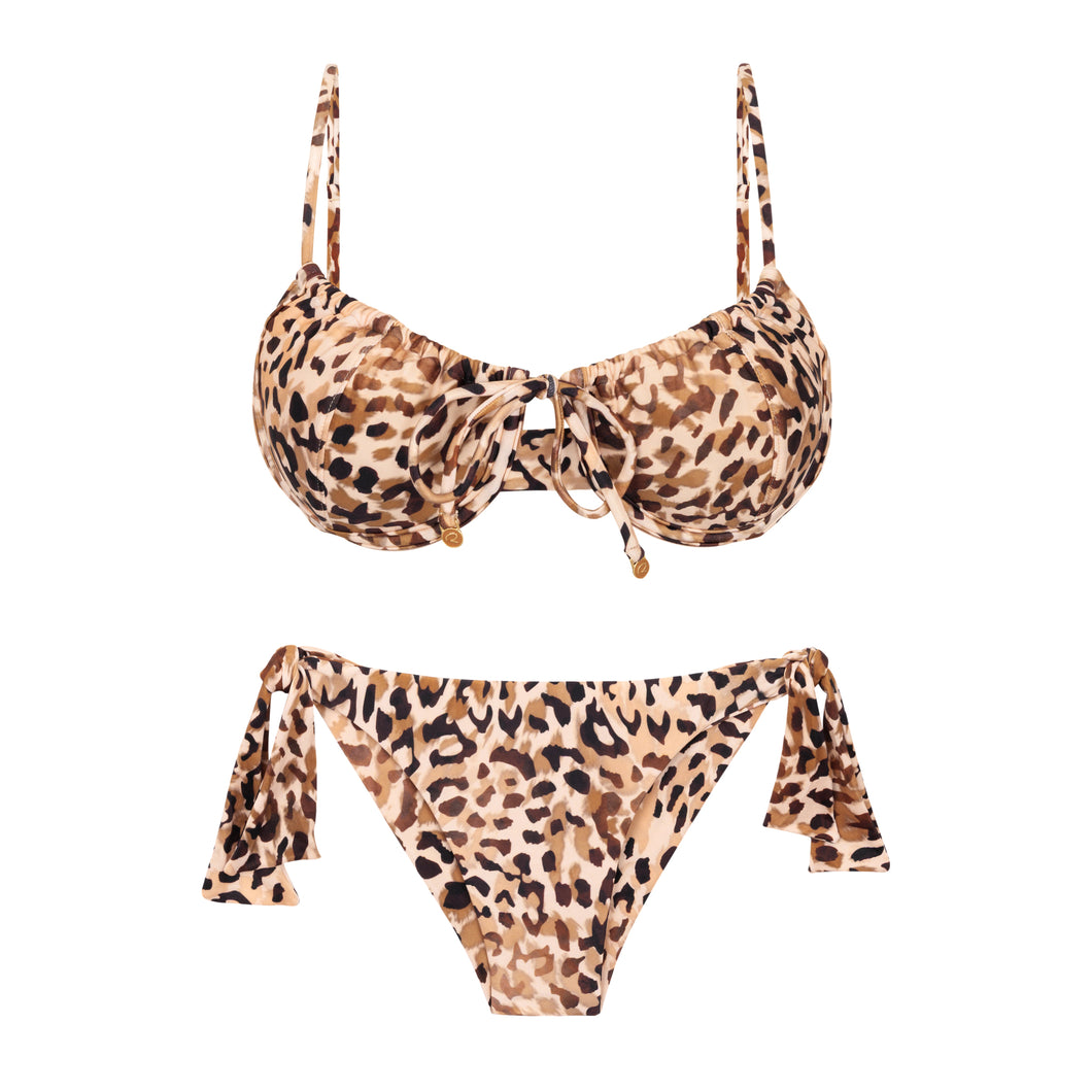 Product Front: Rio De Sol Ensemble Set Leopard Balconet-Tie Italy
