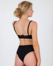 Load image into Gallery viewer, Image 06: Rio De Sol Ensemble Set Shimmer-Black Bandeau-Reto Hotpants
