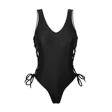 Load image into Gallery viewer, Product Front: Rio De Sol Une Pièce Shimmer-Black Zoe
