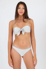 Load image into Gallery viewer, Model Front: Rio De Sol Haut Top Shimmer-White Bandeau-Knot
