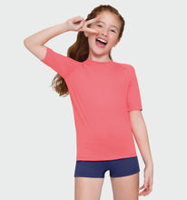 Load image into Gallery viewer, Image 04: Uv Line T-Shirt Kids Fpu50+ Uvpro Short Sleeve T-Shirt Coral Uv
