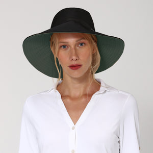 Model Front: Uv Line Chapeau Souple/Capeline San Diego Preto Verde Upf50+