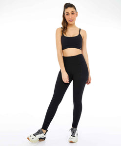 Unique Recortes Preto Leggings