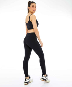 Unique Recortes Preto Leggings