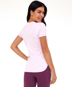 Skin Fit T-Shirt Alongada Gola V Rosa Soft